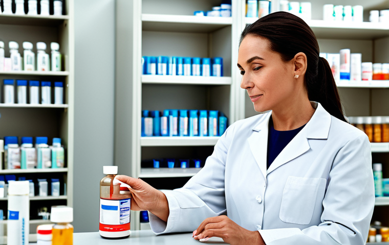 **
"A fully clothed female pharmacist in a modern pharmacy, assisting a senior patient with their medication. Shelves stocked with various medications and health products are visible in the background. Appropriate attire, professional setting, safe for work, perfect anatomy, natural proportions, well-formed hands, professional photography, family-friendly."
**